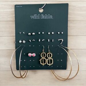 Wild Fable Silver & Gold Metallic Earring Set - studs and hoops